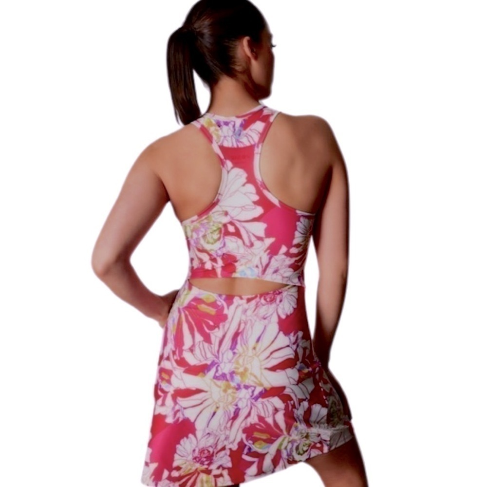 NWT Natori Josie Solstice Floral Poppy Tennis Dress Back-Cutout Pink Poppy - Picture 8 of 12